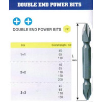 Биты крестовые PH3хPH3х 65мм S2 двухсторонние в упаковке 2 шт. DIN3126 хвостовик E1/4 