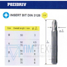 Биты крестовые РZ1х 70мм S2 DIN3126 хвостовик С1/4 