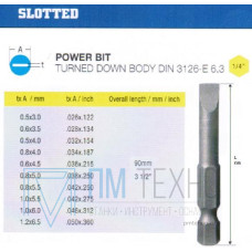 Биты шлицевые SL 4,0х0,8х 90мм CrV DIN3126 хв-к Е1/4 