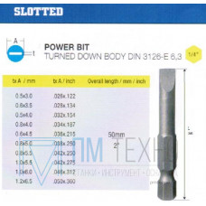 Биты шлицевые SL 6,0х1,0х 50мм CrV DIN3126 хвостовик Е1/4 