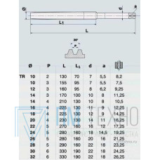 Метчик TR14,0 х 3,0  м/р.Р6АМ5 для трапецеидальной резьбы DIN 103 