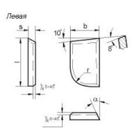 Пластина 07340 Т5К10 левая (25х14х8х8х18гр) (для подрезных, проходных расточных и револьверных резцов)