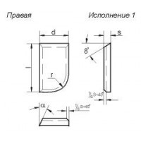 Пластина 10712 Т5К10 правая (25х14х6х8х18гр) ( для проходных прямых , расточных и револьверных резцов)