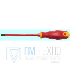 Отвертка Шлицевая 225 х 1,0 х 5,5мм (р.ч. 125мм) диэлектрическая (1000В) с магн. након. 