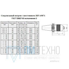 Патрон сверлильный Самозажимной бесключевой с хвостовиком SK 7:24 -30, ПСС-10 (1,0-10мм,М12) для ст-ков с ЧПУ 