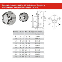 Патрон токарный d 100 мм 3-х кулачковый тип 3204 DIN 6350 (аналог Польского) 