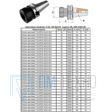 Патрон Цанговый с хвостовиком 7:24 - BT50х100 (MAS403) c ЧПУ (М24х3.0) под цанги ЕR40 (BT50-ER40-100) 