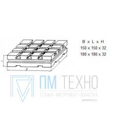 Плита Квадратная 150х150х32 с Т-образными пазами 8мм (В-9470 А) (восстановленная)