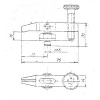 Прижим-качалка  70х 30х 10 с прорезью и резьбовым концом стержня М8 (ДСПМ8-07)
