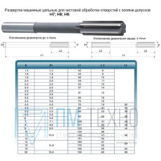 Развертка d 20,0 Н7 ц/х машинная цельная Р6М5 (60х195)