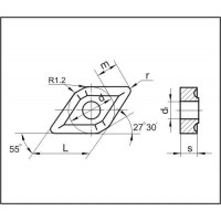 Пластина DNMM - 150608  Т15К6(Н10) ромбическая(55) dвн=5мм (13124) со стружколомом