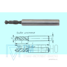 Сверло d  3,6 х12х 52 ц/х ВК8 цельное стальной  ут. хв. dхв. 6,0 ГОСТ17273