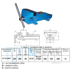 Тиски Слесарные 250 мм чугунные неповоротные  ТСЧ-250 (Гомель)
